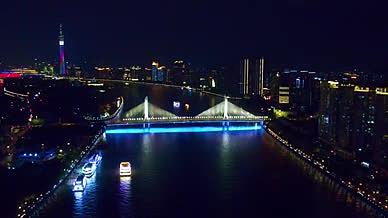 航拍城市夜景广州海印大桥城市交通车流视频的预览图